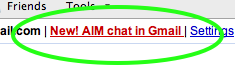 New! AIM chat in Gmail